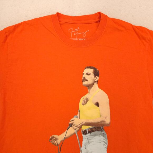 Queen Band Crew Neck Graphic Short Sleeve T Shirt Mens Size Medium M Orange - Picture 1 of 9